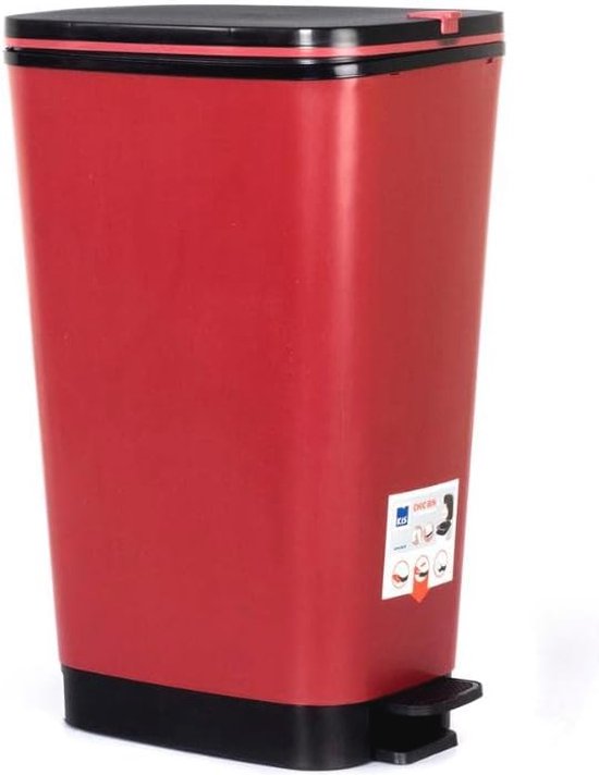 Curver afvalemmer Flip Bin 50l in zwart/rood, plastic, 35 x 25 x 10 cm Curver afvalemmer Flip Bin 50l in zwart/rood, plastic, 35 x 25 x 10 cm