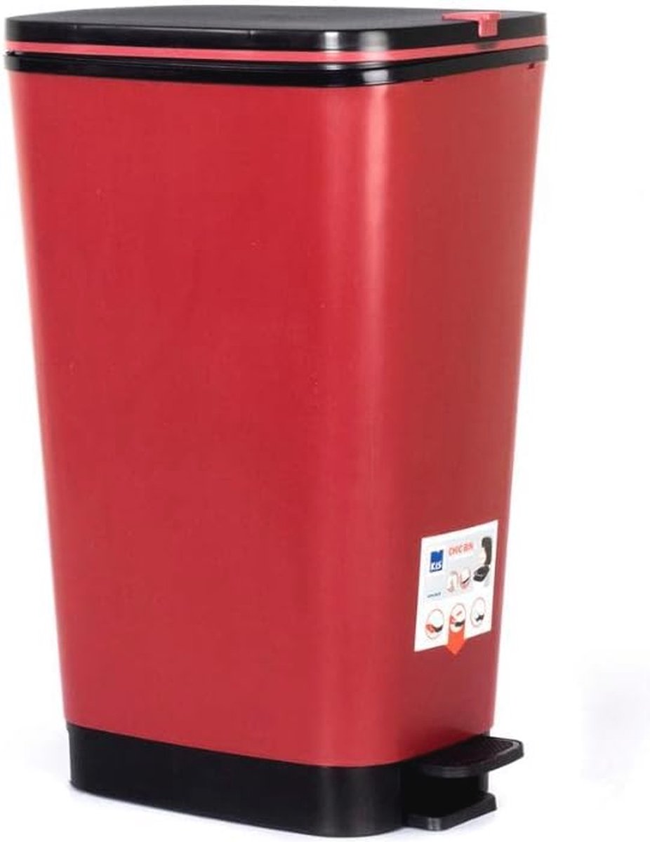 Afvalemmer 45L met rubberen afdichting en pedaalmechanisme - 44 x 29 x 60,5 cm