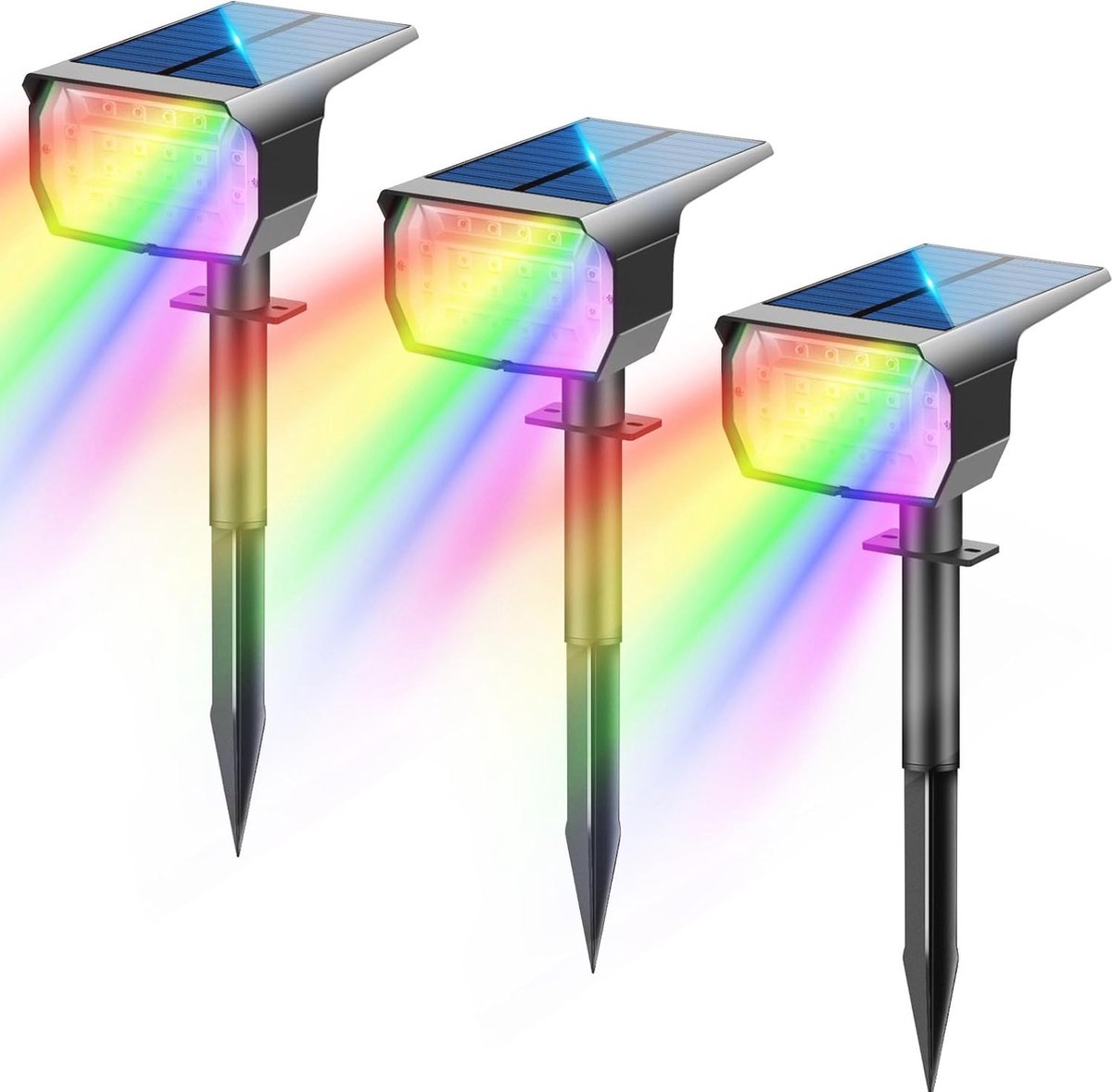 Kleurrijke Solarlampen voor Buiten - IP67 Waterdicht, 20 LEDs, 6 Kleuren, Energiezuinig
