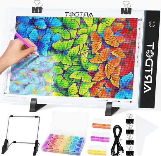 Foto: Led light pad voor diamond painting instelbare helderheid usb powered afneembare standaard clips diamond painting