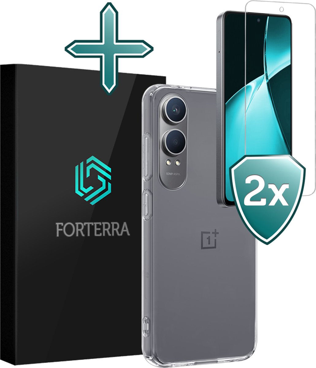 Hoesje Met 2x Screenprotector - Geschikt voor OnePlus Nord CE 4 Lite - Sterk & Shockproof - Telefoon Hoes - Back Cover - Siliconen Case - Transparant