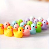 50 stuks mini eenden, multicolour, kleurrijk, verschillende kleuren - mini eendjes - hars - kleine eenden - schattig - miniatuur - speelgoed, decoratie eendje , micro - DIY