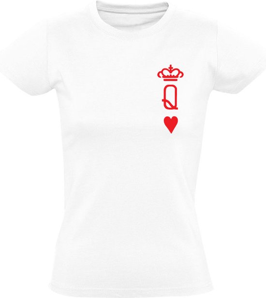 T-shirt femme Queen Of Hearts Card - Queen - coeur - coeur - reine - cool - design - art - art - couleur - couleur - cartes - carte - jeu - jeu de cartes