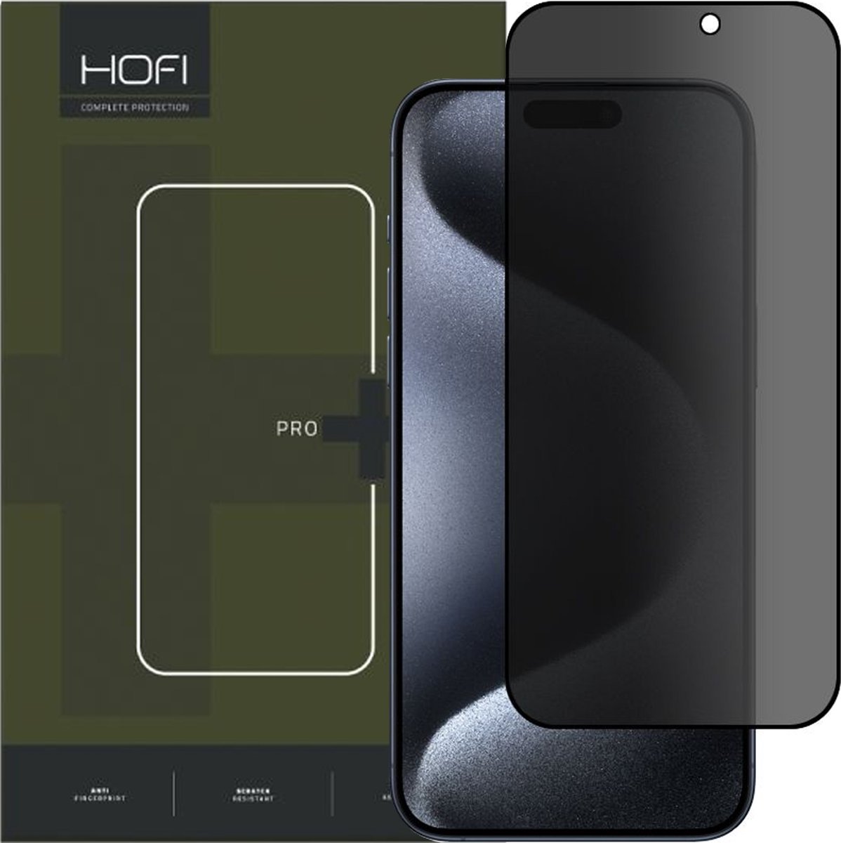 HOFI - ANTI - SPY GLASS PRO+ PRIVATISEREND GLAS IPHONE - 15 - PRO - PRIVACY