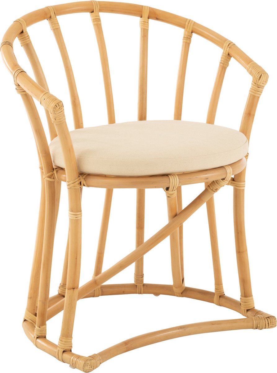 J-Line stoel + kussen - jute/textiel - naturel/wit