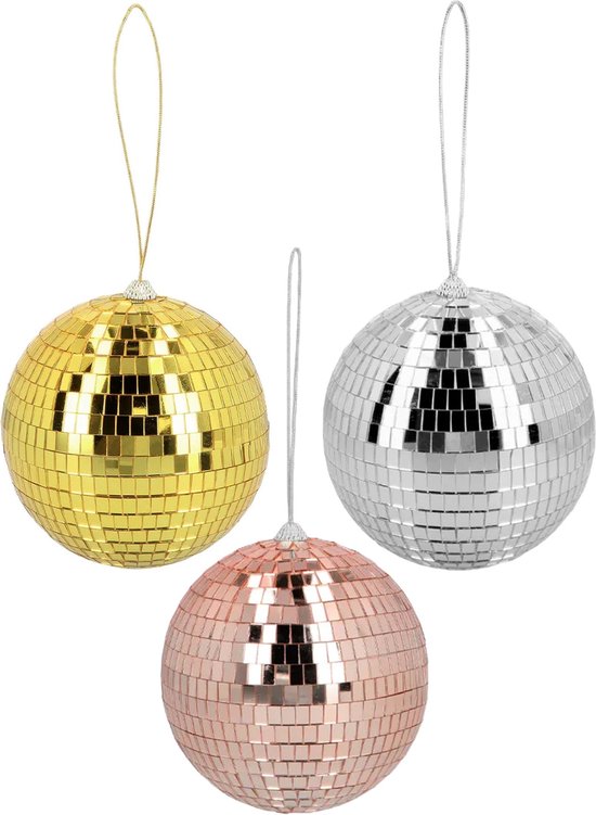 Foto: Disco spiegelballen set 3x stuks mix kleuren dia 15 cm seventies eighties thema versiering