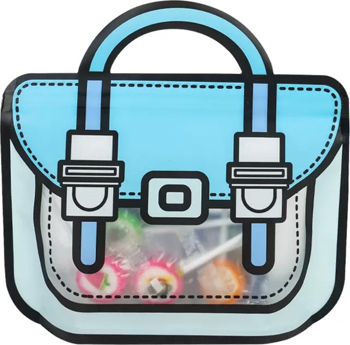Ainy Schattige Uitdeelzakjes Schooltas Blauw 10 stuks - 24x28cm grote semi transparent cadeauzakjes - hersluitbare zakjes met ziplock geschikt als traktatie, uitdeelcadeautjes en snoepzakje cadeauverpakkingen bij kinderfeestje