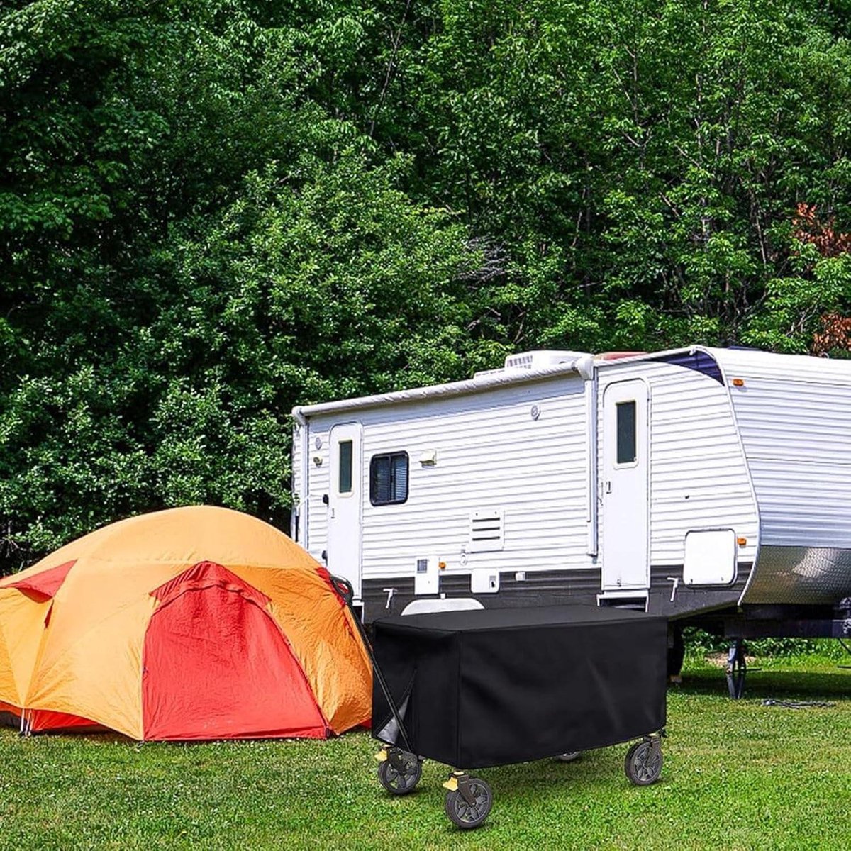 Opvouwbare beschermhoes voor tuinwagen, 210D waterdichte en stofdichte beschermhoes voor buiten, trolley, camping, belastbaar tot 100 kg Opvouwbare beschermhoes voor tuinwagen, 210D waterdichte en stofdichte beschermhoes voor buiten, trolley, camping, belastbaar tot 100 kg