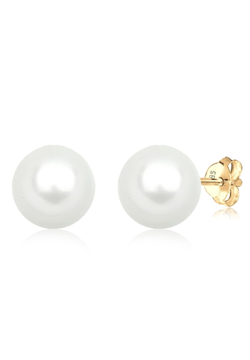 Elli PREMIUM - Oorbellen - Muschelkernperlen Basic Klassisch 585 Gelbgold - Dames