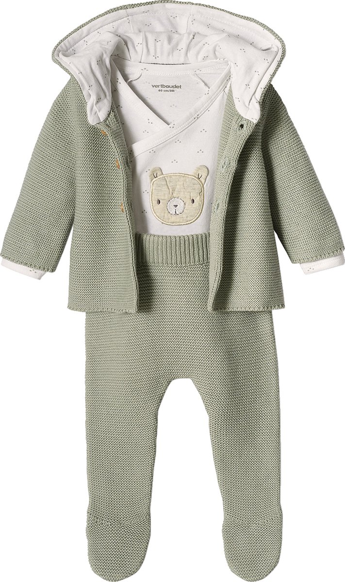 Vertbaudet Set- 3 delig - vestje - breokje - body - baby - jersey