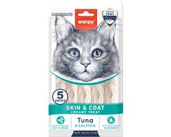Wanpy - Likbare snack met functie - Tonijn & Zalm - Huid & Vacht - 1 x 5 sticks van 14 gram