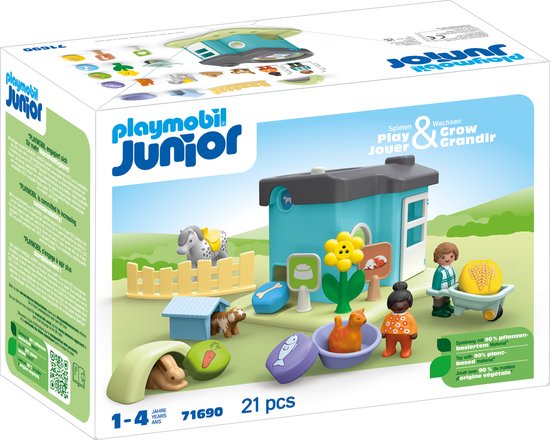 PLAYMOBIL JUNIOR - Dierenpension met voerautomaat - 71690
