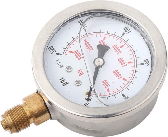Manometer,Pressure Hydraulikmanometer 0-250Bar 0-3750PSI G1/4 Anschluss Hydraulisches Wasserdruckmessgerät,63 mm Zifferblattdurchmesser Metall