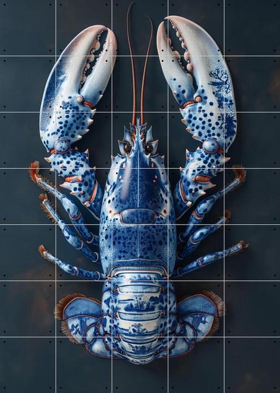 絵画 flk041230 IXXI Delfts Blauwe kreeft - Grote wanddecoratie - Zwart - 100 x