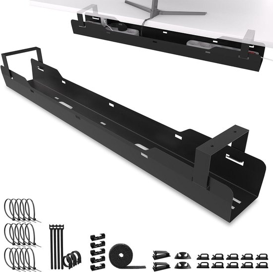 Stilemo Kabelgoot Bureau 2 Delig - Kabelhouder 38 Cm - Kabel Organizer 10 Kg Draagkracht Zwart