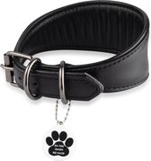 FAVPET Luxe leren halsband met QR-label en verdikte metalen ringen voor
