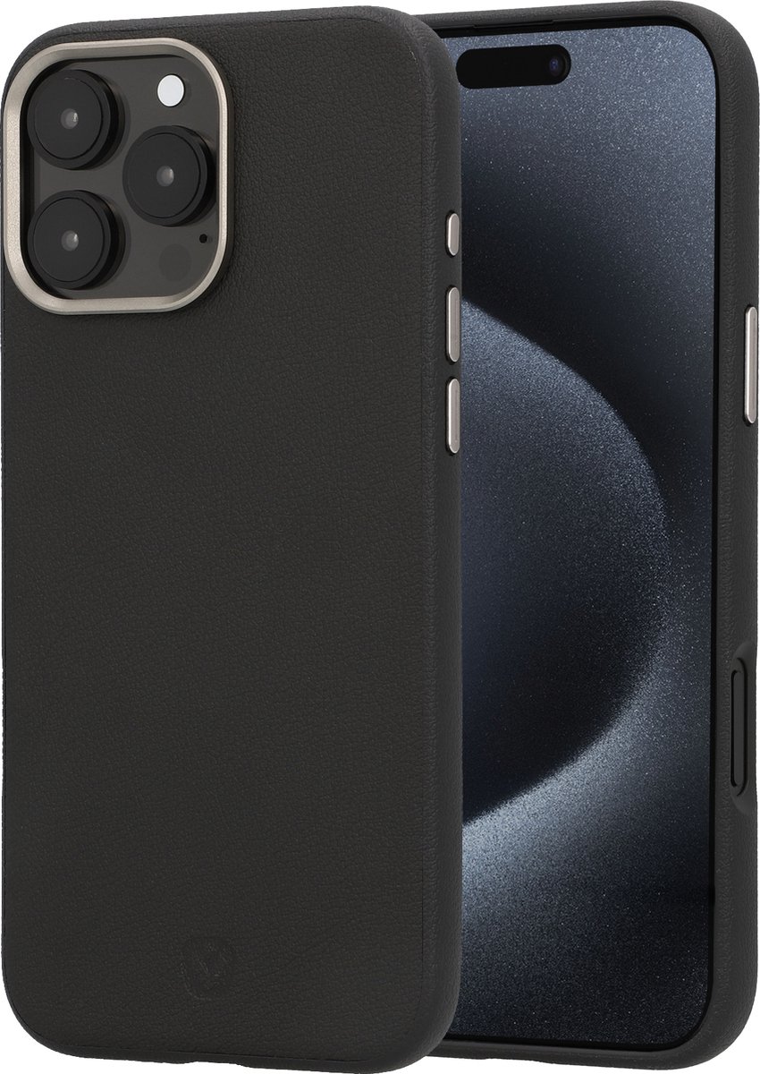 Valenta - Backcover iPhone 16 Pro Max - Magsafe Hoesje Zwart - Eco Leer - Style