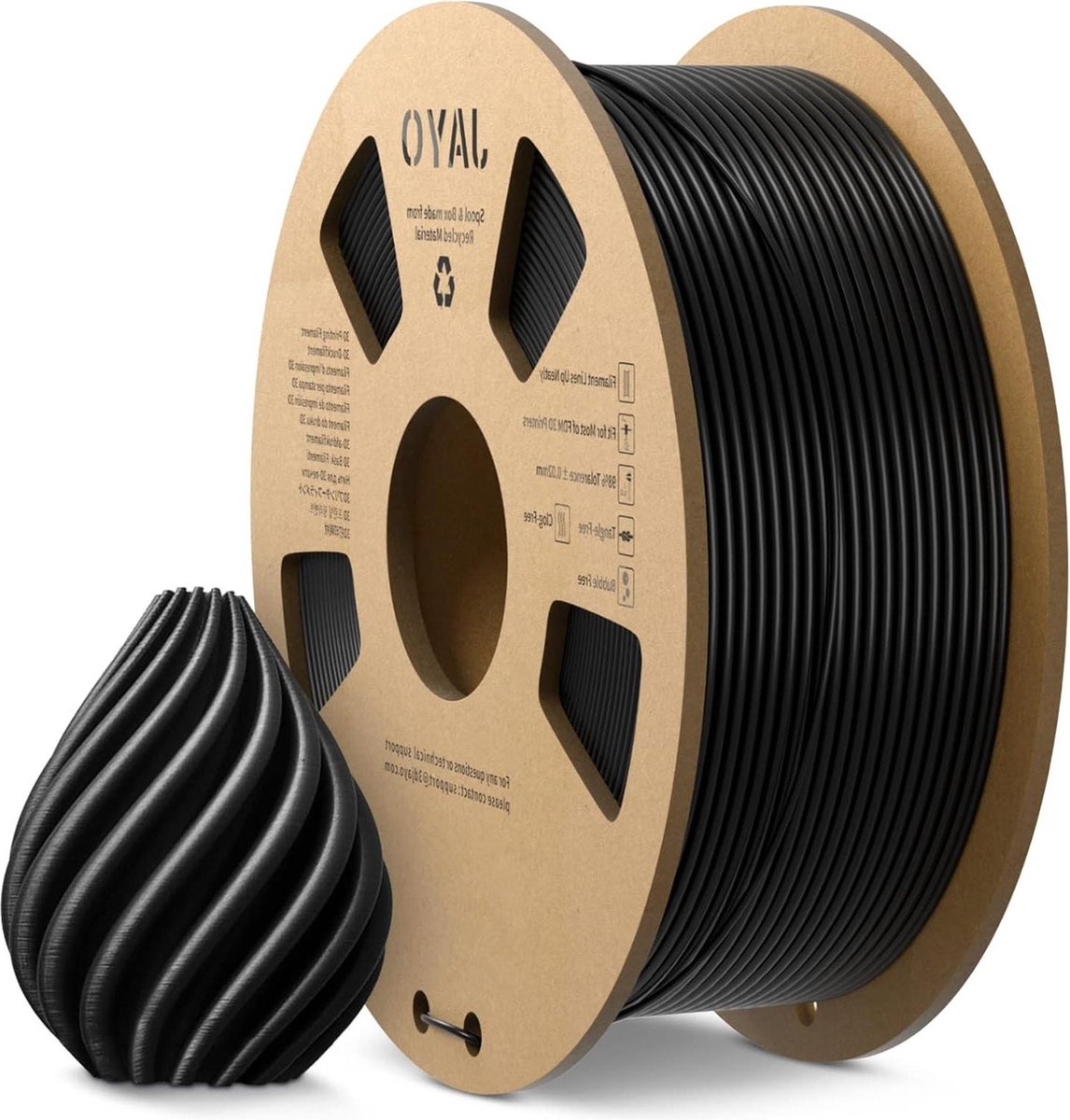 3D Printer Filament PETG 1.75mm Zwart Keurig Gewikkeld +/- 0.02mm Maatnauwkeurigheid 1.1 kg Spoel - Hoge Kwaliteit - Betrouwbaar - Duurzaam