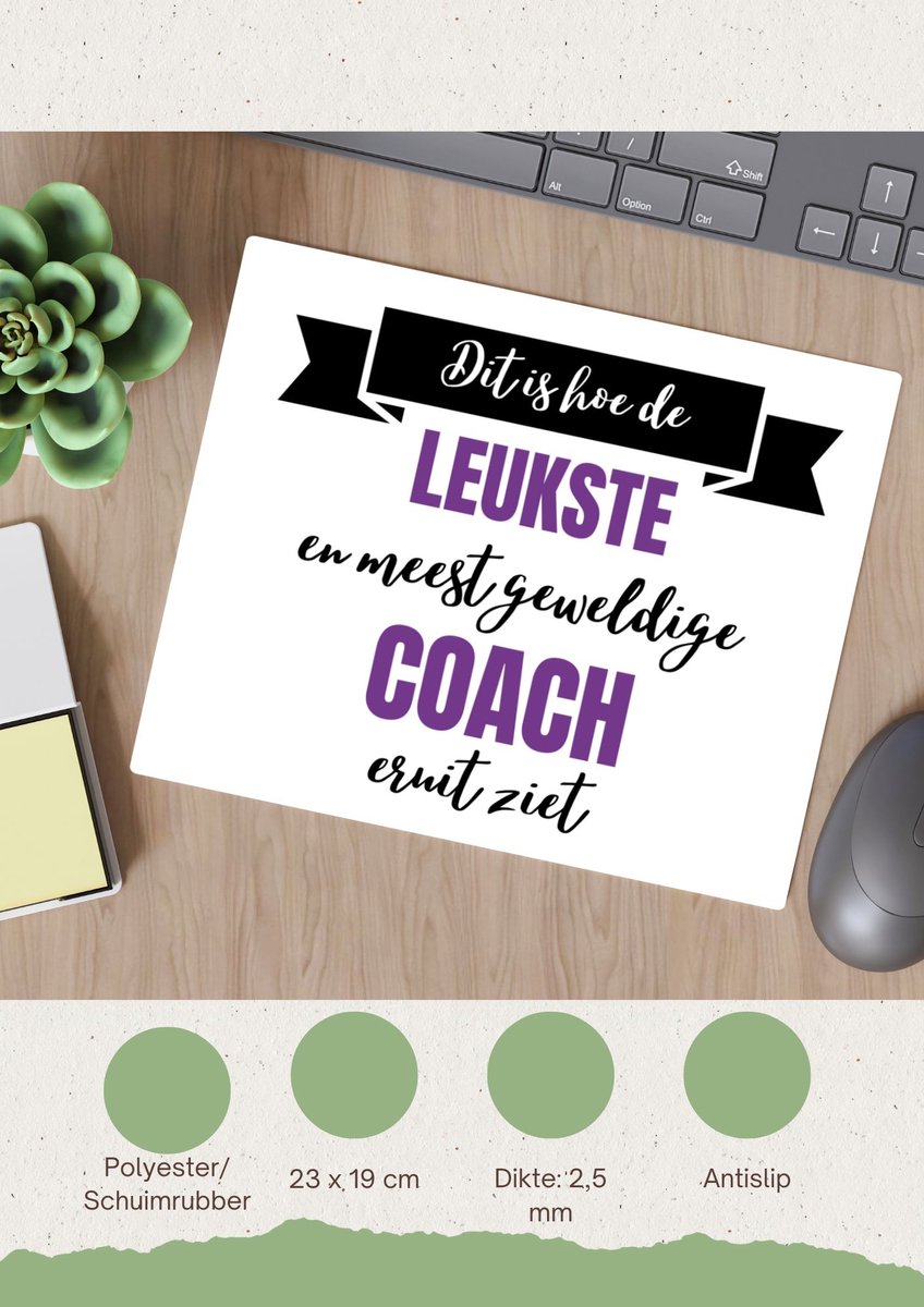 Akyol - leukste coach eruit ziet Muismat - Coach - beste coach - sport - verjaardagscadeau - klein cadeautje - kado - gift - geschenk - verrassing - 23 bij 19 cm
