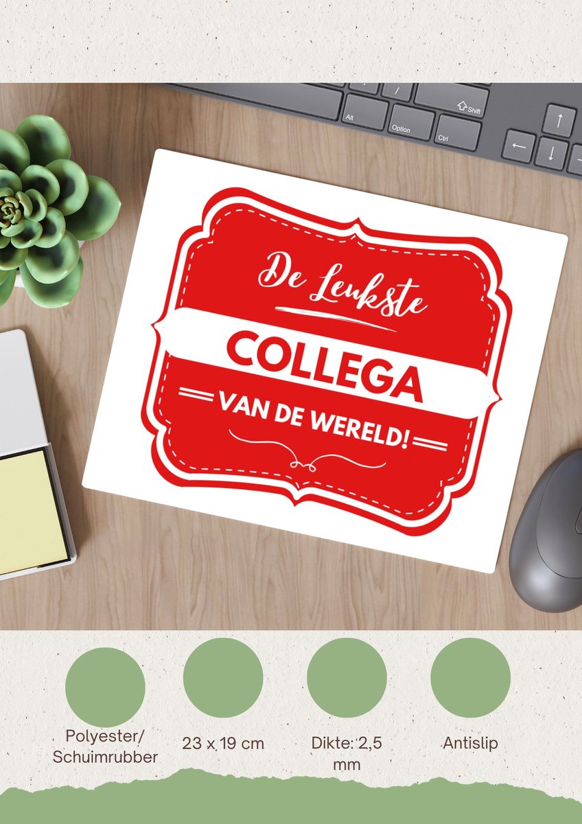Akyol - de leukste collega Muismat - Collega - een collega - werk - afscheidscadeau - verjaardagscadeau - 23 bij 19 cm