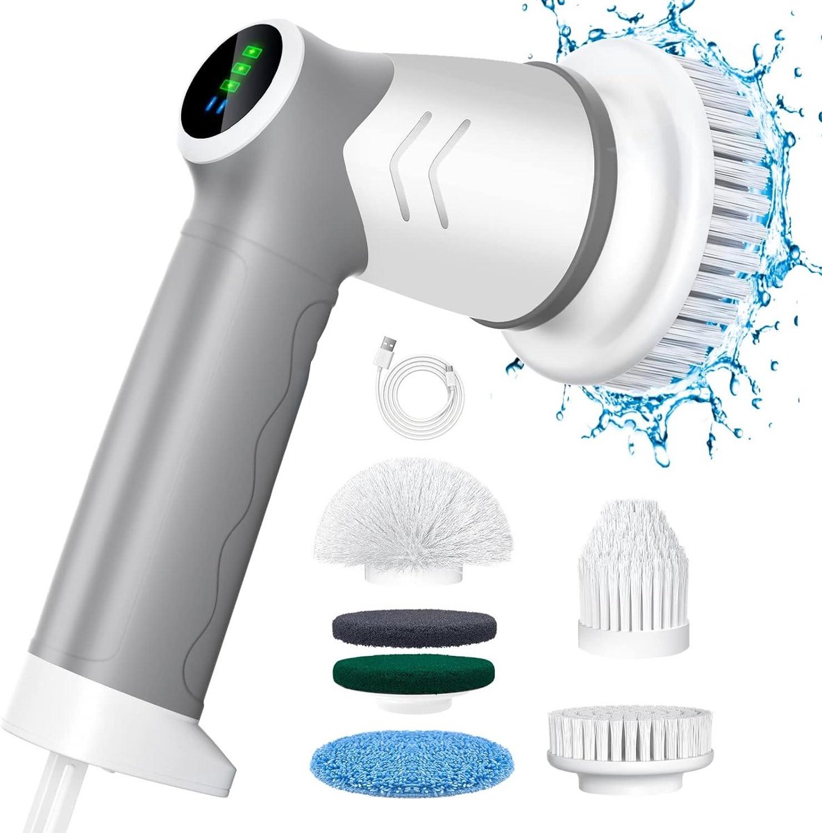 Goedkoopste Elektrische Spin Scrubber2023 met 2 snelheden - Handhold reinigingsborstel voor douchevloer - 7 Vervang borstelkoppen - Auto's & keukenreiniging