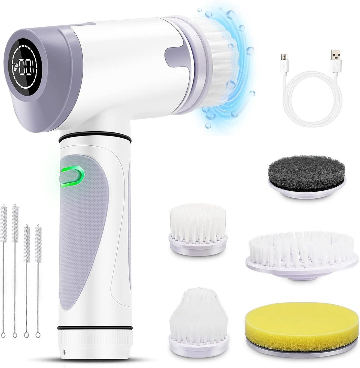 Goedkoopste Handige oplaadbare spin scrubber - Elektrische reinigingsborstel met 5 borstelkoppen - Tegelreinigingsapparaat voor badkamer keuken - Waterdichte schrobborstel