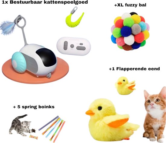 LUPATDY Vliegende vogel-kattenspeelgoed, interactief, witte
