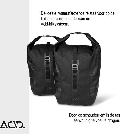 ACID Fietstas TRAVLR - 2 paar - Waterbestendig - Reflecterende elementen - Inh. 20L - Polyester - Zwart van ACID — afbeelding 3