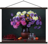 Affiche scolaire - Chrysanthèmes - Couleurs - Nature morte - 120x90 cm - Lattes noires