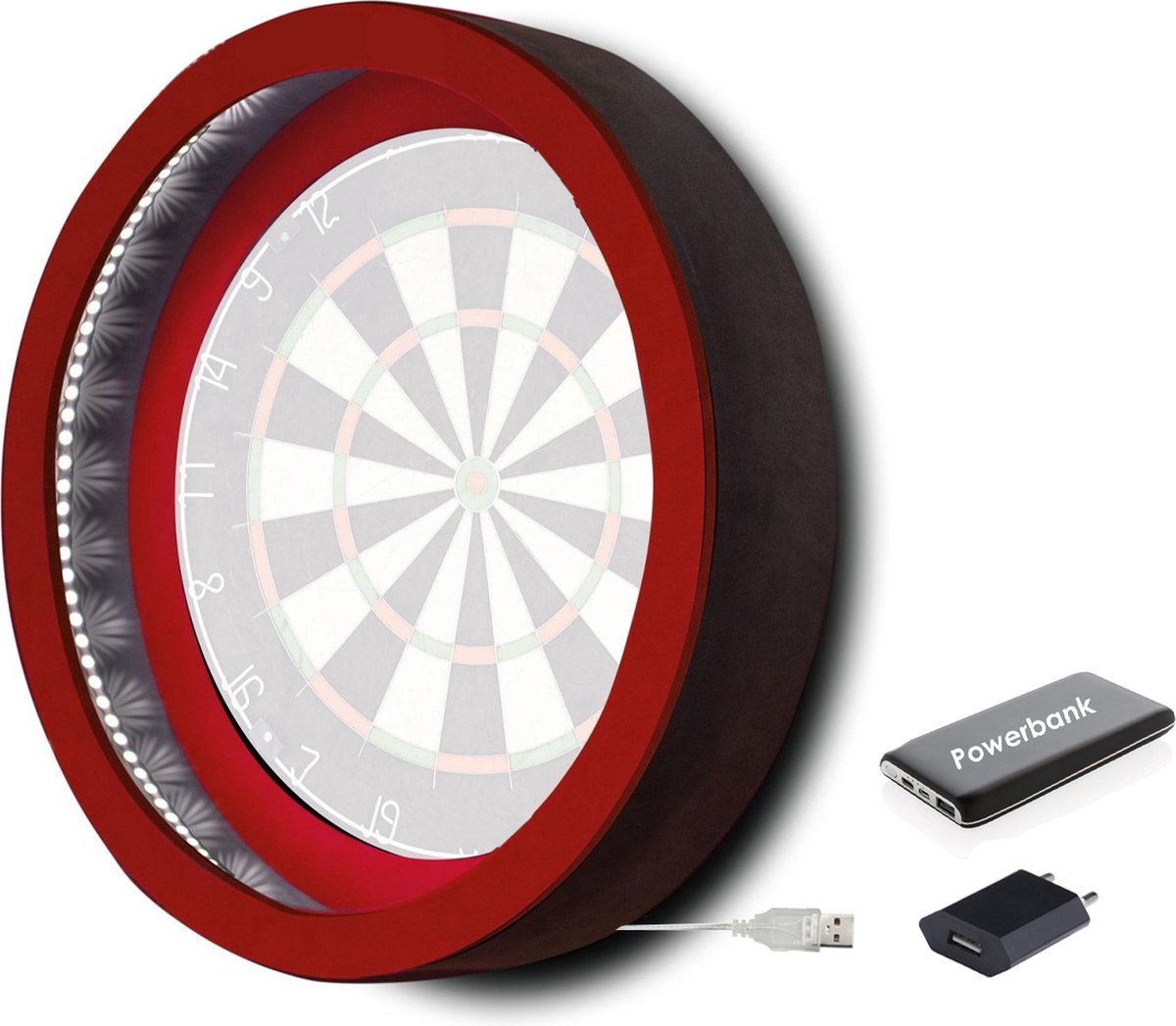 Dragon Darts Lunar Eclipse - Dartbord Verlichting - Inclusief Powerbank - LED Surround - Rood