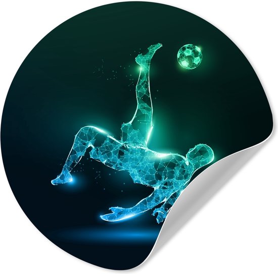 WallCircle® - Behangcirkel 30x30 cm - Muurstickers Voetbal - Voetballer - Jongen - Zwart - Muurcirkel tienerkamer - Slaapkamer decoratie - Tiener kamer accessoires - Wandcirkel jeugdkamer