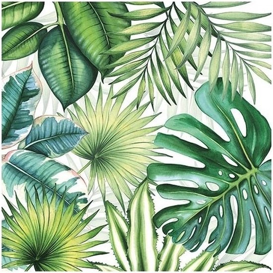 60x Serviettes à thème Tropical / jungle 33 x 33 cm - Serviettes en papier 3 plis