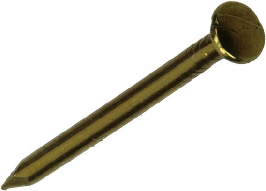 Messing kopnagel met ronde kop, 1,5x25 mm.