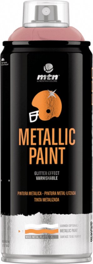 Peinture en aérosol MTN métallisé or rose - Bombe aérosol de 400 ml pour divers travaux, utilisable sur bois, plastique et métal