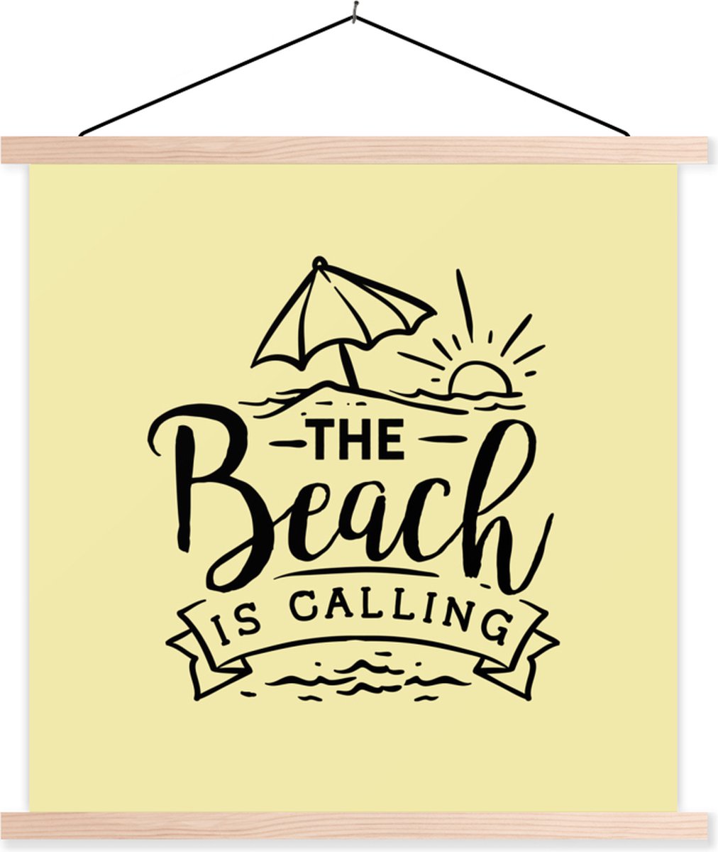 Posterhanger incl. Poster 90x90 cm - Schoolplaat - Strand - Parasol - Quotes - Textielpost