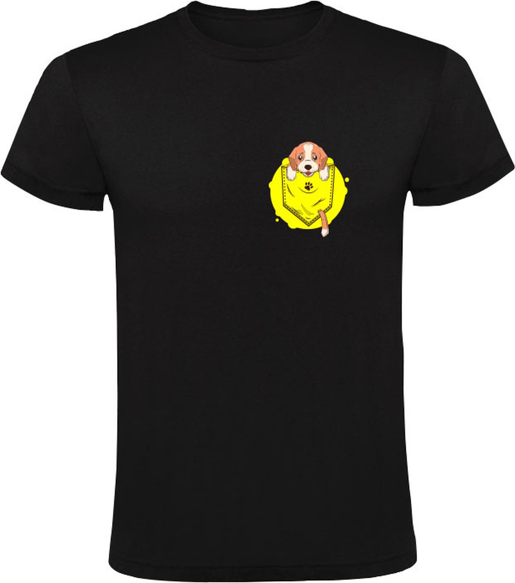 Plassende Hond Borstzakje Heren T-shirt - dieren - honden - plassen - luier - wc