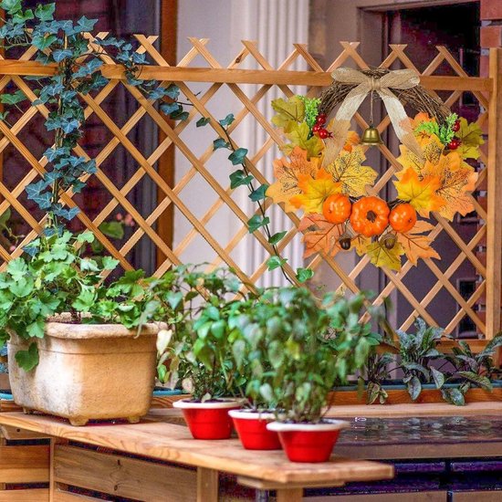 Couronne D'automne Avec Feuilles D'érable Artificielles,30CM