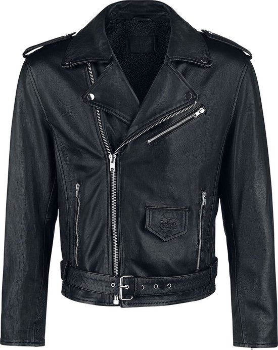 Black Premium by EMP Veste en cuir noir avec doublure teddy - Hommes - M