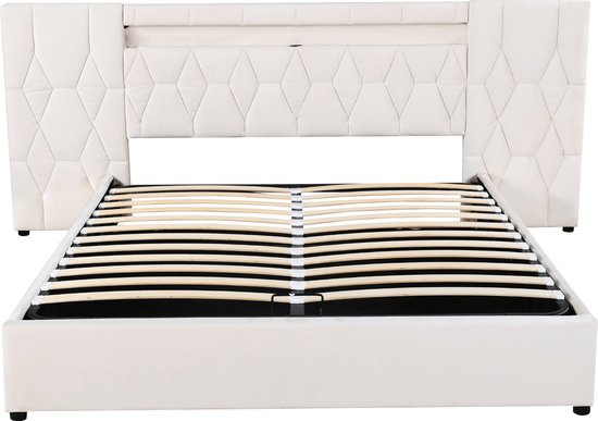 Gestoffeerd Opbergbed Circle 90 x 200 Zwart incl. LED