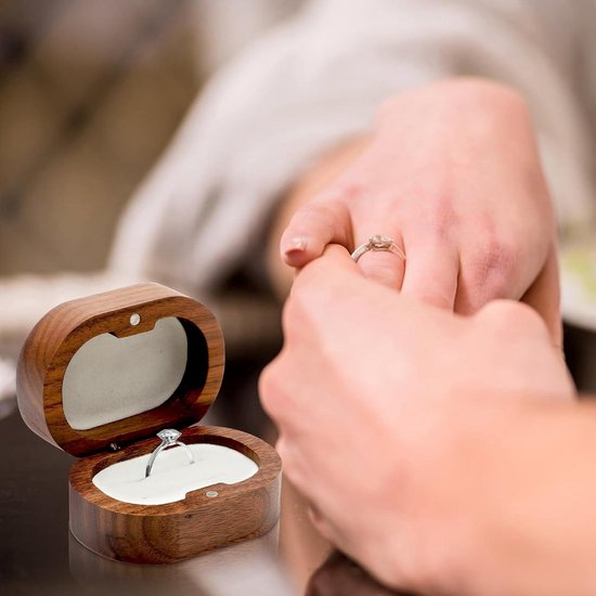 Walnoot Verlovingsring Doos, Massief Hout Vierkante Dubbele Ring Sieraden Opbergdoos Gebruikt Voor Huwelijksaanzoek Bruiloft