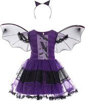 Joya Kids® Déguisement chauve-souris | Ailes de chauve-souris avec robe | Costume de films d'horreur | Déguisement Fille | Robe d'Halloween avec ailes et bandeau | Déguisements | Taille 110