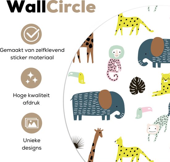 WallCircle® - Cercle de papier peint 50x50 cm - Stickers muraux Jungle - Animaux - Singe - Cercle mural - Accessoires chambre d'enfant - Décoration chambre bébé - Cercle mural autocollant