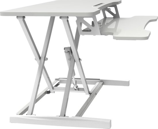 Worktrainer - UPdesk Cross Large - Hoogte 11 cm - 50,5 cm - Breedte 41,5 x 90 cm - Bureau verhoger - Monitor verhoger - In hoogte verstelbaar - Zwart - Gasveer bediening