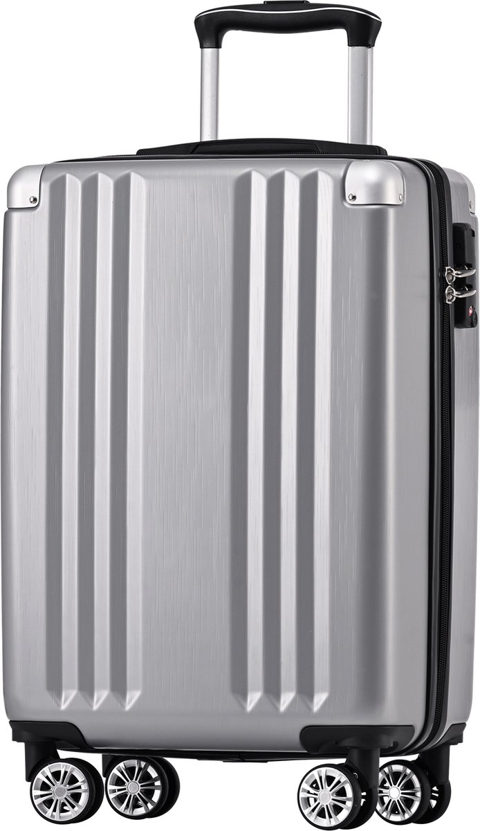 Gutent Hard shell bagage, Zilvergrijs , 4 wielen, ABS materiaal, TSA douane slot, 56.5*37.5*22.5cm, 20 inch, trolley koffer, koffer, handbagage