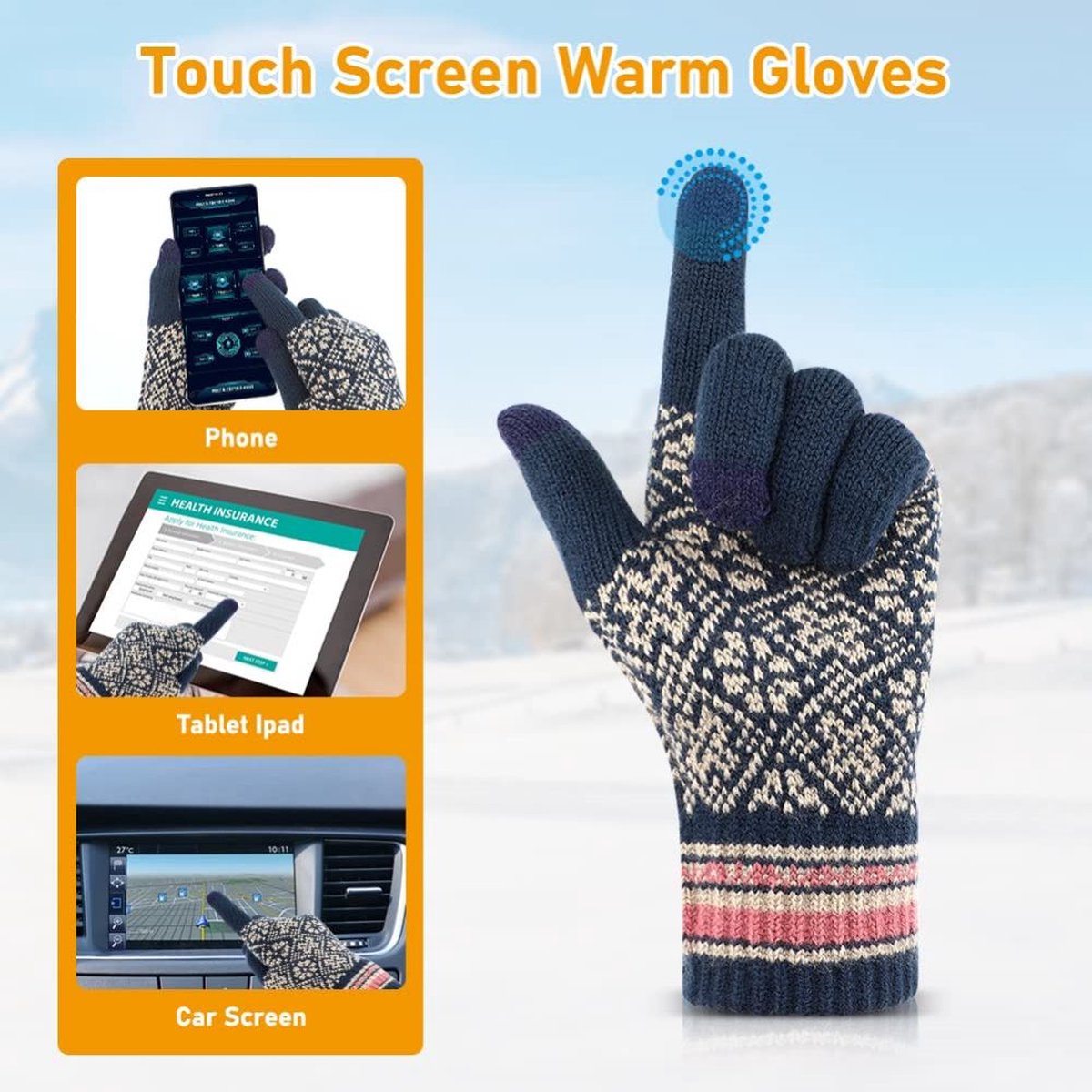 3-delige wintermuts, sjaal en handschoenenset, gebreide muts en sjaalset, dikke thermische pompom muts, handschoenen en sjaalset met touchscreen handschoenen, warm wintercadeau, geschikt voor buitenkleding voor mannen en vrouwen - licht rood — cadeau in Mode & Accessoires - foto 3