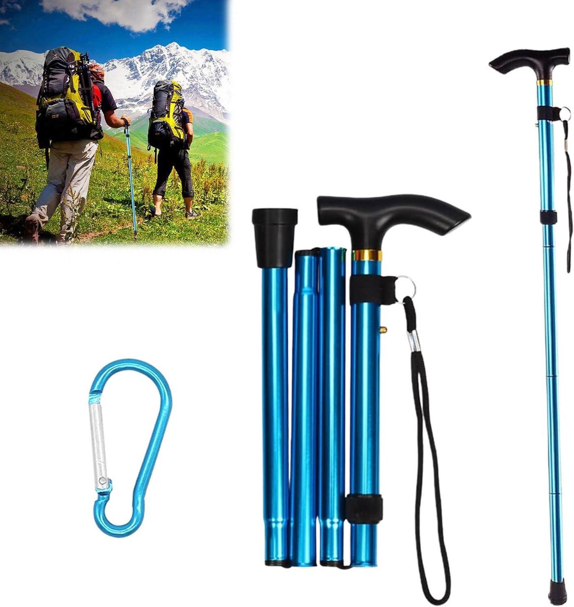 Wandelstok draagbare stok - Opvouwbare aluminium seniorenstok