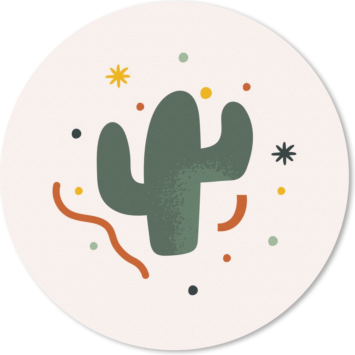 Muismat rond 20x20 cm - Mousepad Cactus - Confetti - Zomer - Ronde muismatten