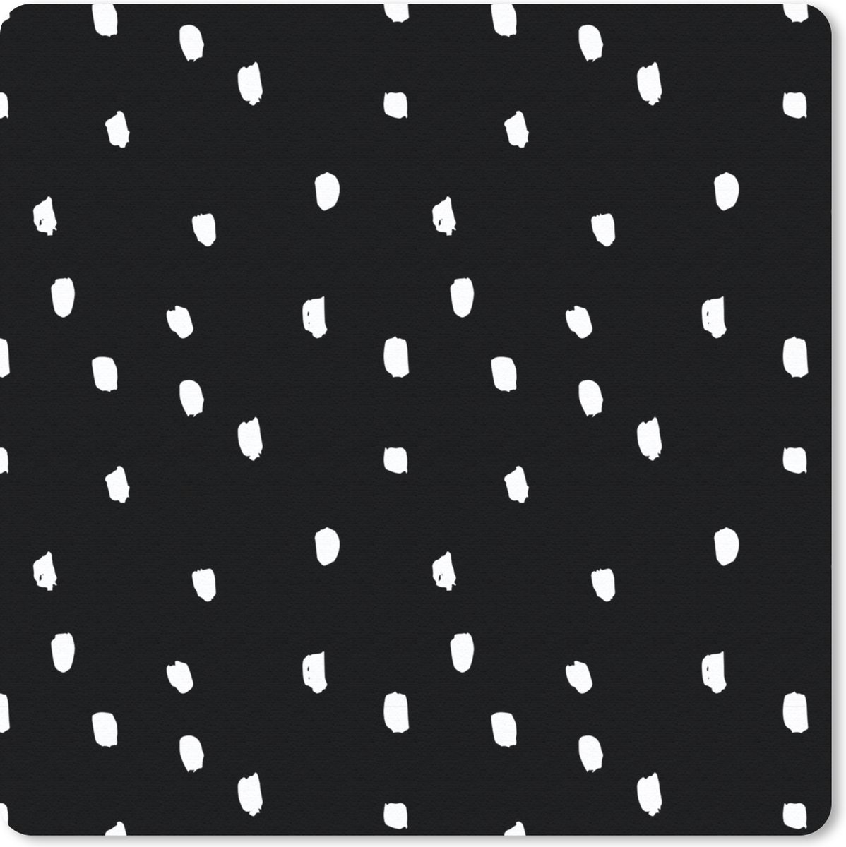 Muismat 20x20 cm - Mousepad Zwart - Wit - Design - Stippen - Muismatten