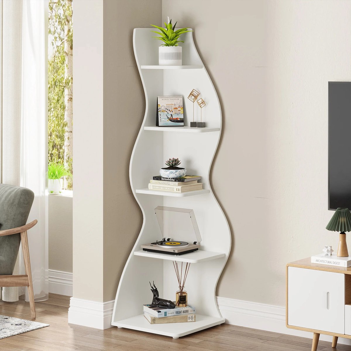 YITAHOME Boekenkast, 5 Tier Industriële Boekenplank Vrijstaande YITAHOME Boekenkast, 5 Tier Industriële Boekenplank Vrijstaande
