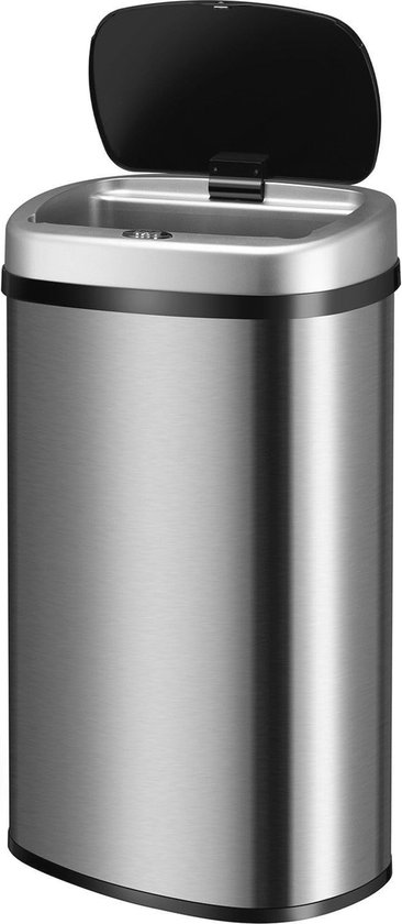 Keukenprullenbak met intelligente sensor, 8 liter, met deksel, badkamerafvalemmer, geurremmend en waterdicht, geruisloos, geen aanraking, 26,5 x 29,5 x 14 cm, zwart